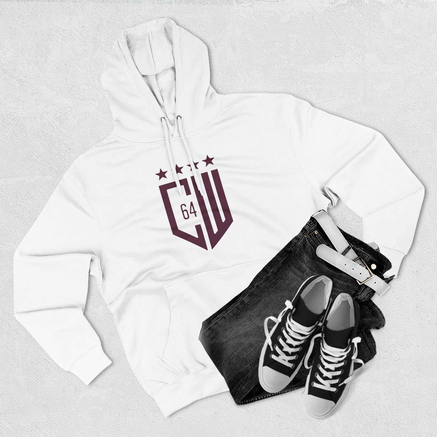 (Select from 3 colors: Black, Gray, or White) Standard Fabric Unisex Premium Pullover Hoodie