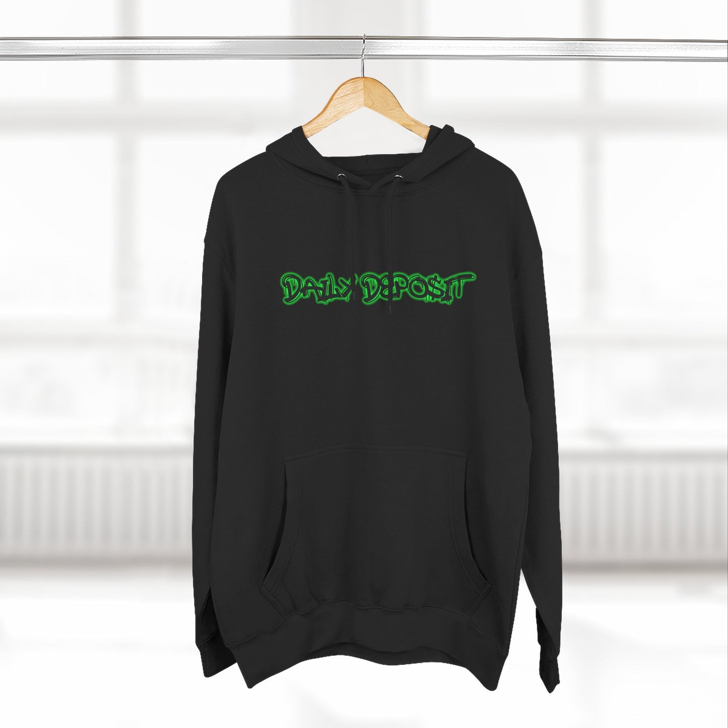 Daily Depo$it Black ATM Unisex Premium Pullover Hoodie (Full Chest Logo) Powered by The CW64 Brand