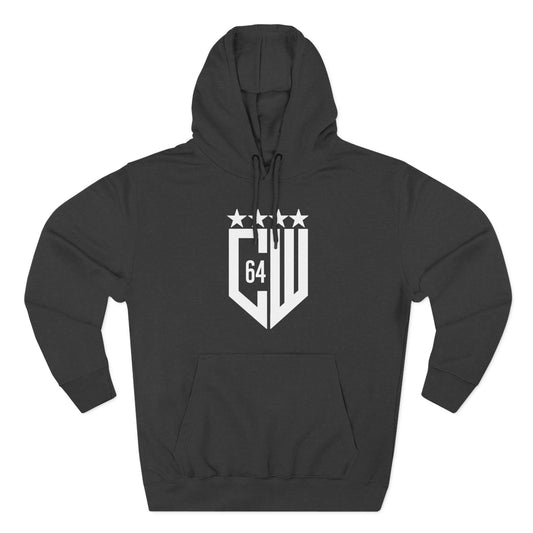 (Select from 3 colors: Black, Gray, or White) Unisex Premium Pullover Hoodie with White Logo