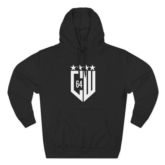 (Select from 3 colors: Black, Gray, or White) Unisex Premium Pullover Hoodie with White Logo