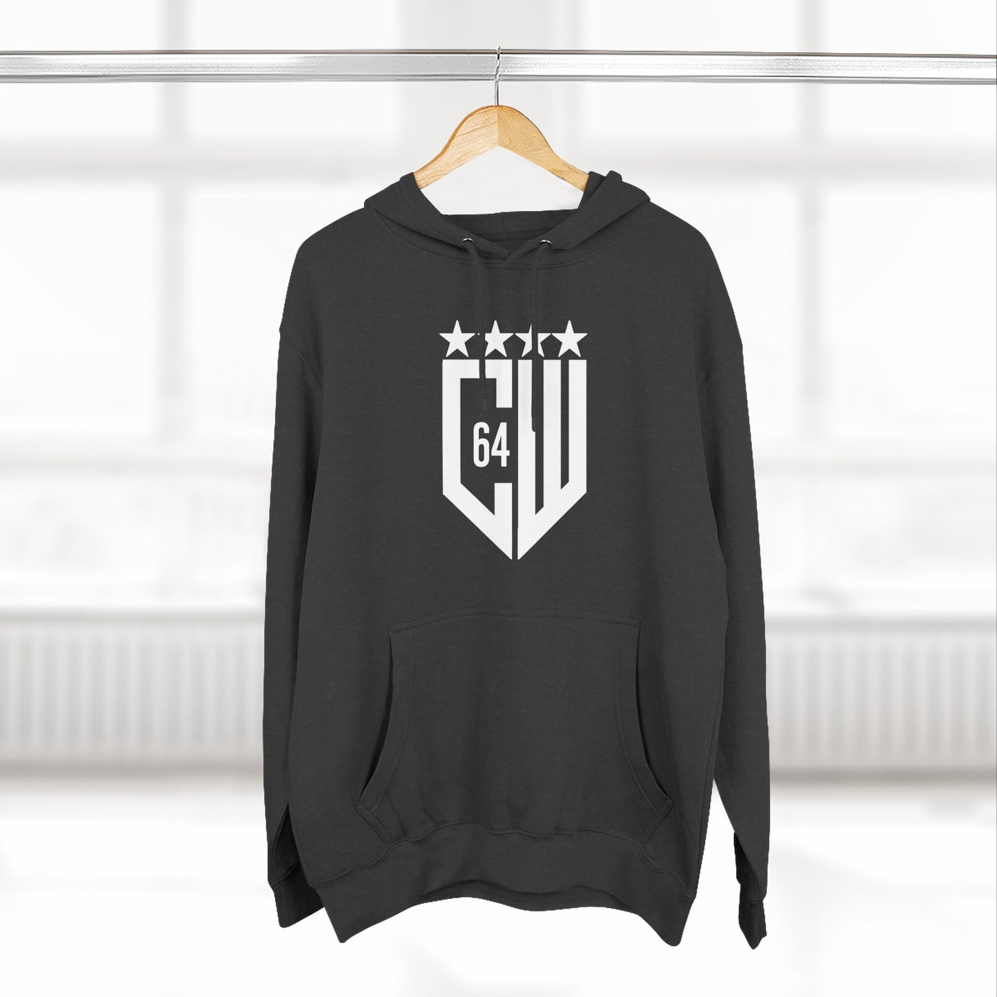 (Select from 3 colors: Black, Gray, or White) Unisex Premium Pullover Hoodie with White Logo