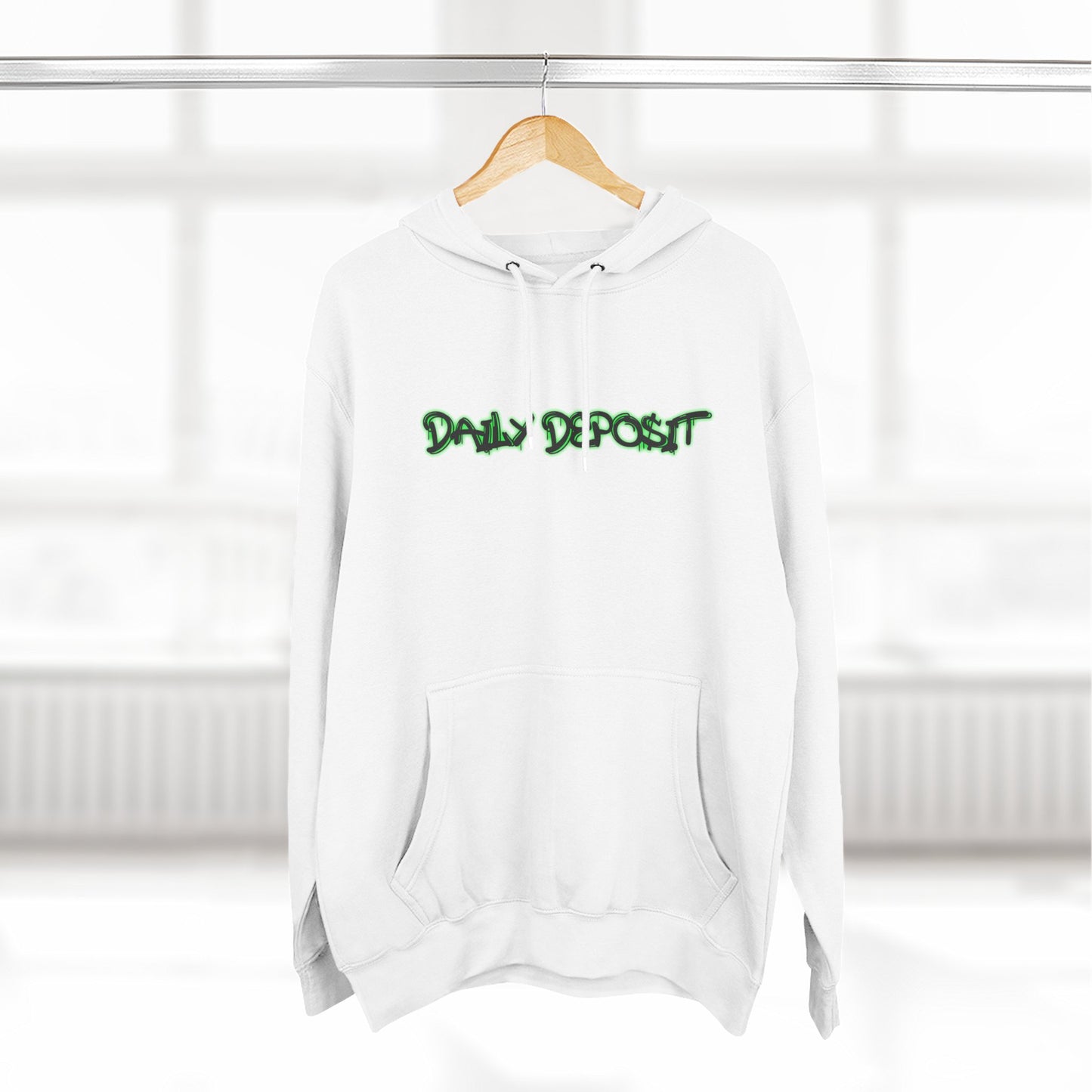 Daily Depo$it Black ATM Unisex Premium Pullover Hoodie (Full Chest Logo) Powered by The CW64 Brand