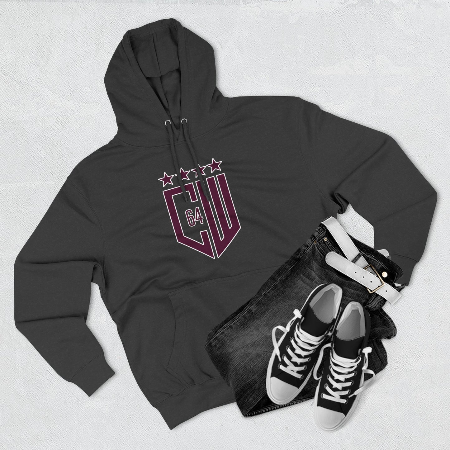 (Select from 3 colors: Black, Gray, or White) Standard Fabric Unisex Premium Pullover Hoodie