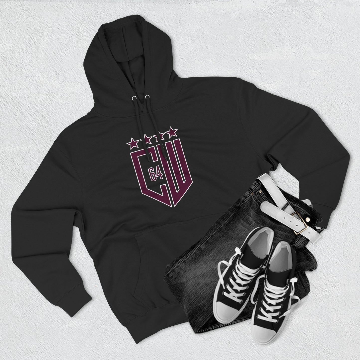(Select from 3 colors: Black, Gray, or White) Standard Fabric Unisex Premium Pullover Hoodie